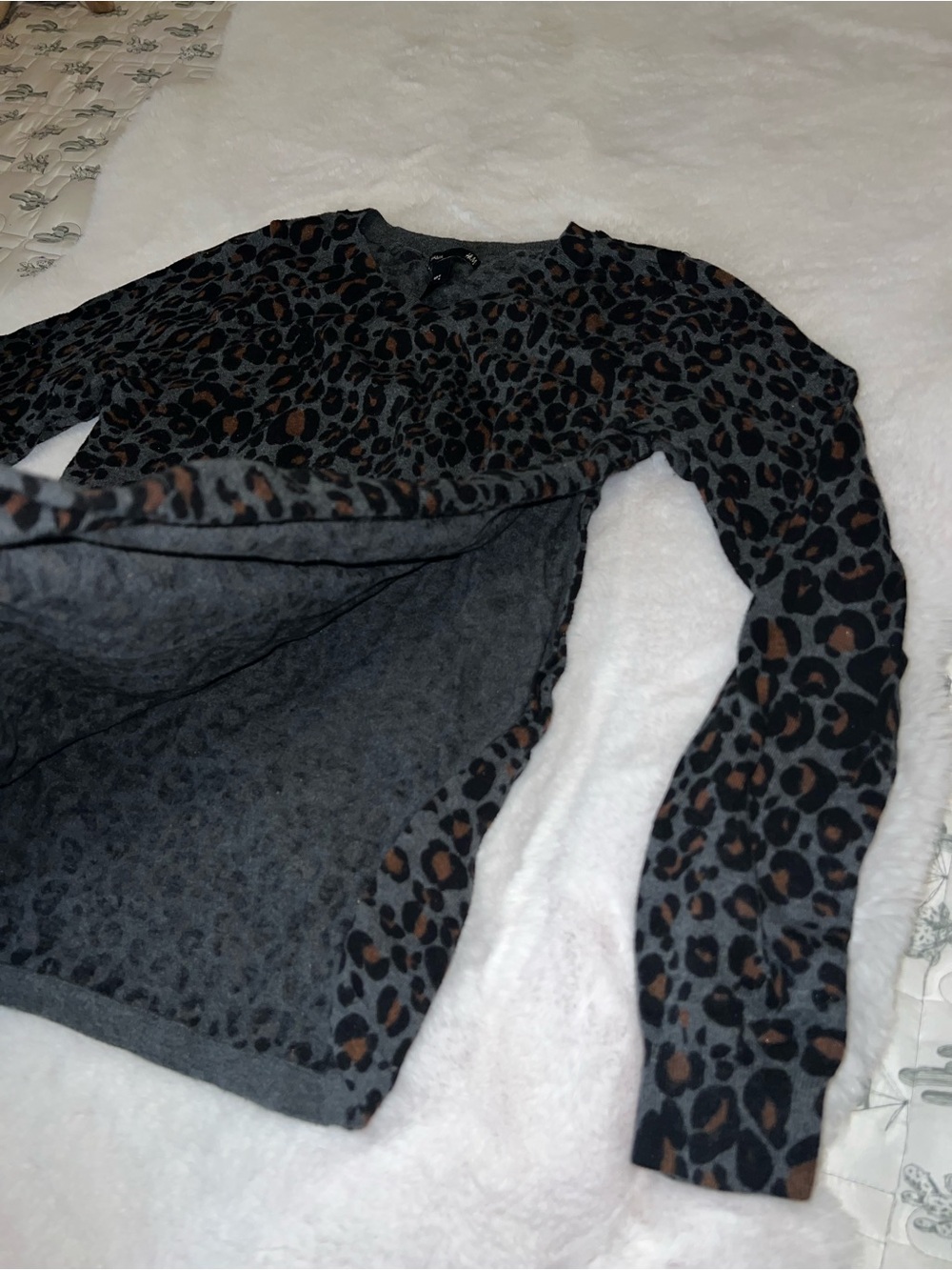 H&M MAMA Leopard Print Crewneck Sweater in Gray and Brown